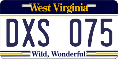 WV license plate DXS075