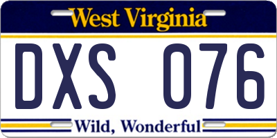WV license plate DXS076