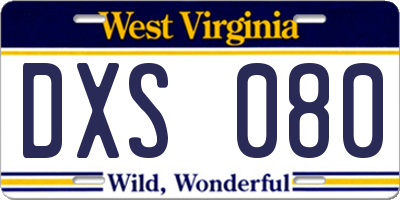 WV license plate DXS080
