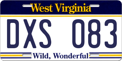 WV license plate DXS083