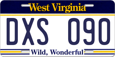 WV license plate DXS090