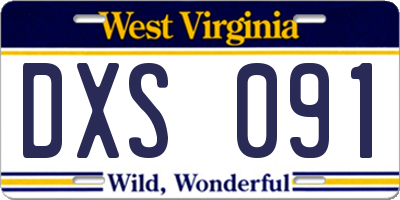 WV license plate DXS091