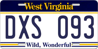 WV license plate DXS093