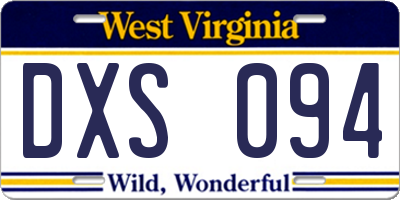 WV license plate DXS094