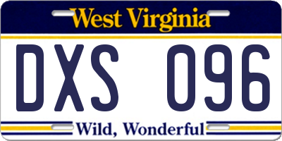 WV license plate DXS096