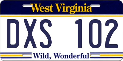 WV license plate DXS102