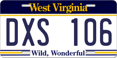 WV license plate DXS106