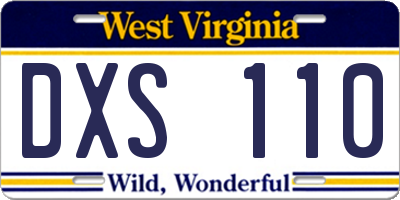 WV license plate DXS110