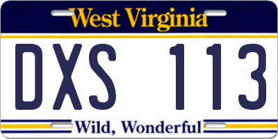 WV license plate DXS113