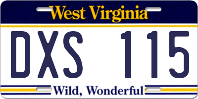 WV license plate DXS115