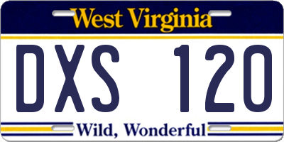 WV license plate DXS120