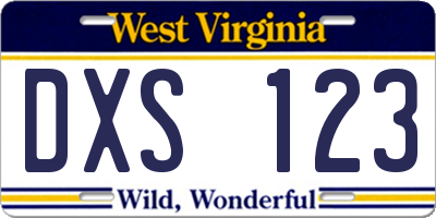 WV license plate DXS123