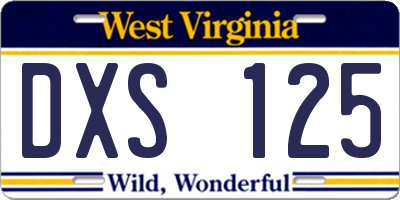 WV license plate DXS125