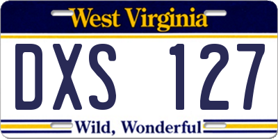WV license plate DXS127