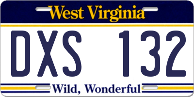 WV license plate DXS132