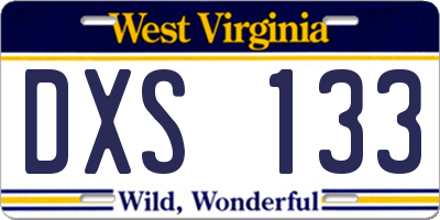 WV license plate DXS133