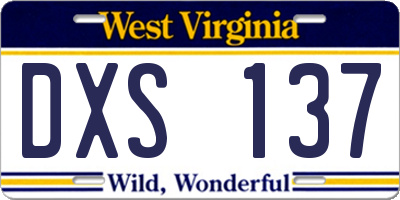 WV license plate DXS137