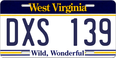 WV license plate DXS139