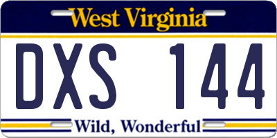 WV license plate DXS144