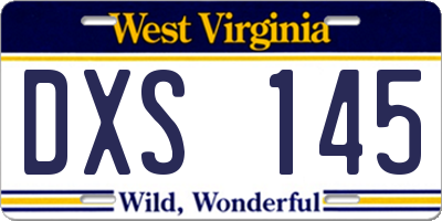 WV license plate DXS145