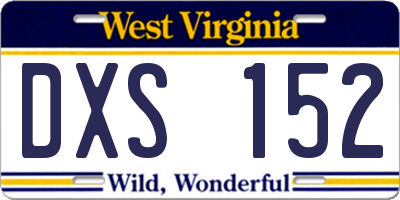 WV license plate DXS152