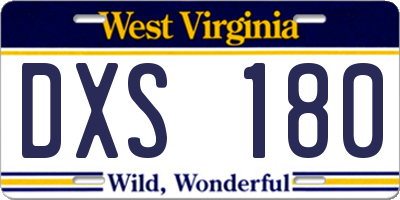 WV license plate DXS180