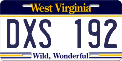 WV license plate DXS192