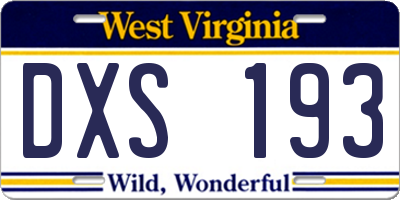 WV license plate DXS193