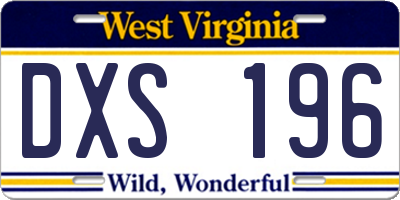 WV license plate DXS196