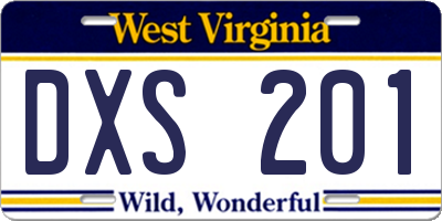 WV license plate DXS201