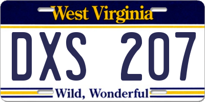 WV license plate DXS207