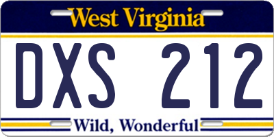 WV license plate DXS212