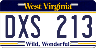 WV license plate DXS213