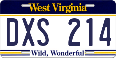 WV license plate DXS214