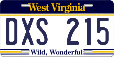 WV license plate DXS215