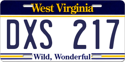 WV license plate DXS217