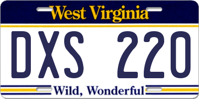 WV license plate DXS220