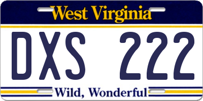 WV license plate DXS222