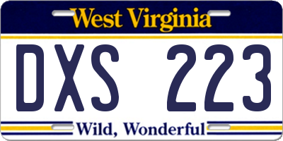 WV license plate DXS223