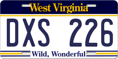 WV license plate DXS226