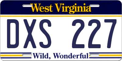WV license plate DXS227