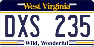 WV license plate DXS235