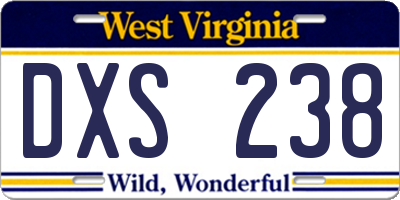 WV license plate DXS238