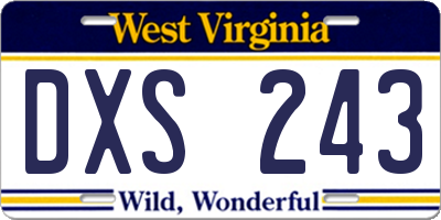 WV license plate DXS243