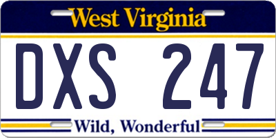 WV license plate DXS247