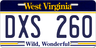 WV license plate DXS260