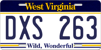 WV license plate DXS263
