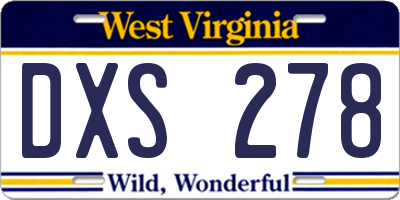 WV license plate DXS278