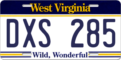 WV license plate DXS285