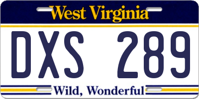 WV license plate DXS289